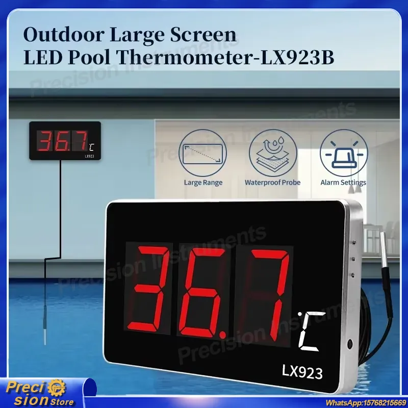 Aquarium Thermometer - Digitales Pool-Thermometer, Aquarium-Temperaturmesser mit LED-Anzeige, wasserdichte